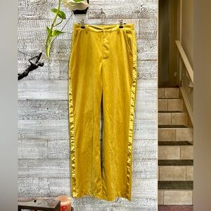 7 for all Mankind | Velour Tuxedo Pants w/ Satiny Stripe - 6, Yellow Gold
